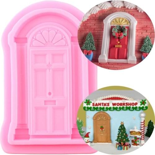 Fairy Garden Door Silicone Mold Chocolate Gumpaste Clay Moulds Baby Birthday Cake Border Fondant Molds DIY Cake Decorating Tools