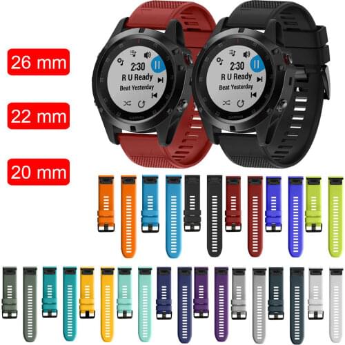 20 22 26mm Silicone Watchband for Garmin Fenix 5X 5 5S Plus 6 6S 6X Pro 3 3HR Wrist Band Smart Watch Band