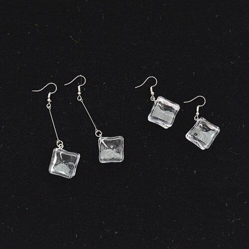 Cute Transparent Ice Cube Earrings For Women Trendy Charm Creative Simple Cool Harajuku Vintage Drop Earrings Y2K Jewelry Gift