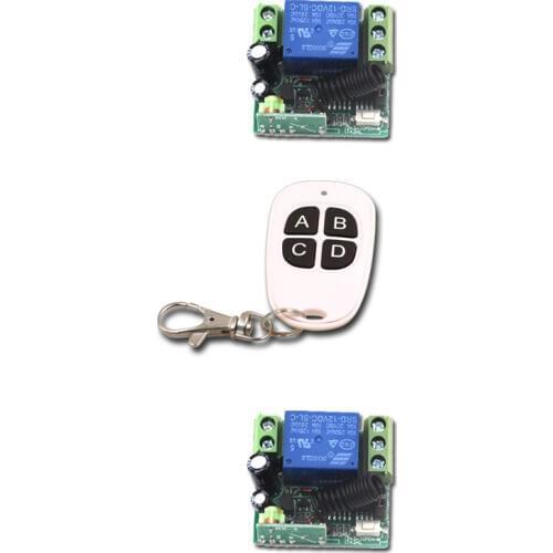 High Quality Mini 12V Relay 1CH Wireless Remote Control Switch Transmitter+2 Receiver with 4Buttons 315/433mhz
