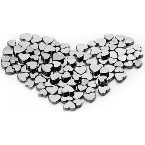 YHBZRET Heart shape Black Hematite Natural Stone Loose spacer beads For Jewelry making bracelets Necklace DIY accessories 7x3mm