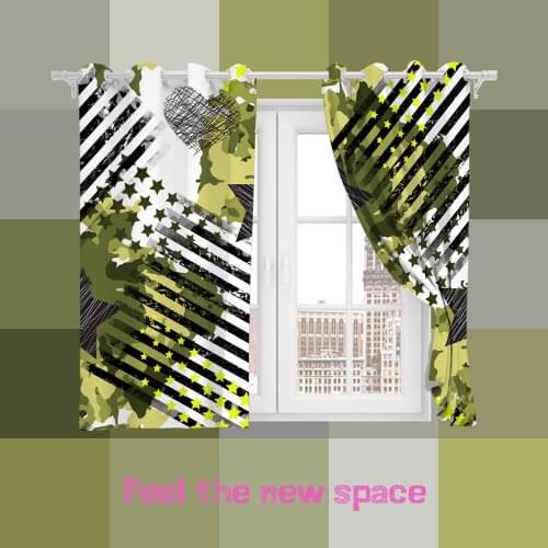 Perforated Hook 3D Blackout Curtains Modern Green Fashion Custom Full Blackout Sunscreen Windows Bedroom Living Room Decoration