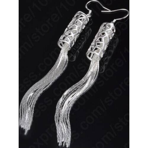 Fascinating New Fashion Beautiful Long Tassel 925 Sterling Silver Hollow Drop Earrings For Women Banquet Decoration