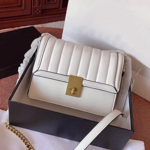 Women Bags Famous Brand 2020 New Summer Genuine Leather Chains Bag OL Style Splice Office Party Lady Shoulder Crossbody Bags