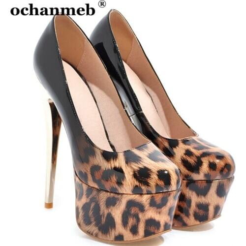 Extremely High Heels Pumps Shoes Women Small Size 33 Leopard Shoes for Cocktail Party Club Wedding Platforms Shoe Lady Female 48