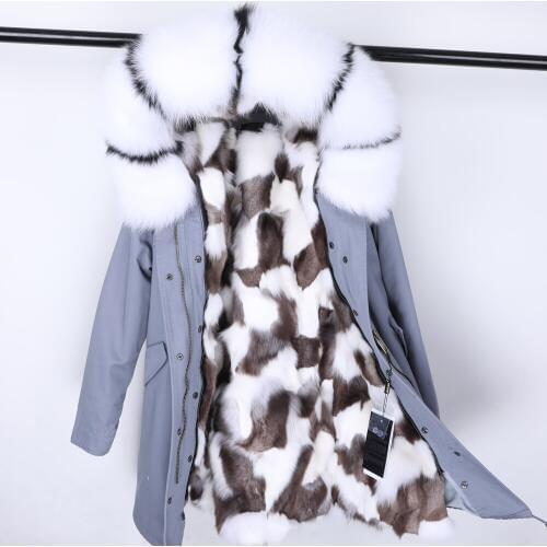 Winter womens leather jacket Real fox fur big fur collar Natural fox fur lining Fashion warmth Hooded Parka Coat Parker Park