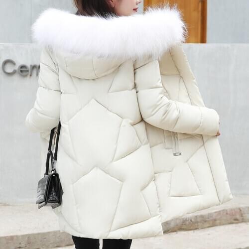 Winter Jacket Women New Fashion Fur collar Hooded Parks Thicken Warm Snow Cotton Padded Jackets Female Plus size Mid-Long Coat