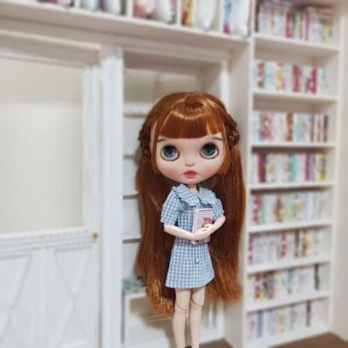 1/6Doll Plaid Collar Dress 1/6 Doll Clothes (Fit Blyth, Pullip,BJD, Azone,Kurhn,Licca,JerryB,Dal)