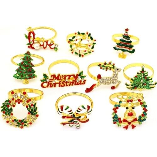 12PCS/Metal Christmas Series Napkin Ring Table Decoration Western Etiquette Decorations