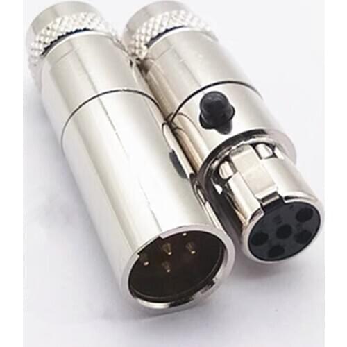 2Pcs/lot Mini XLR 3 4 5 6 Pin Female Plug + Male Socket Small XLR Audio Microphone Connector DIY MIC for Cable Soldered Straight