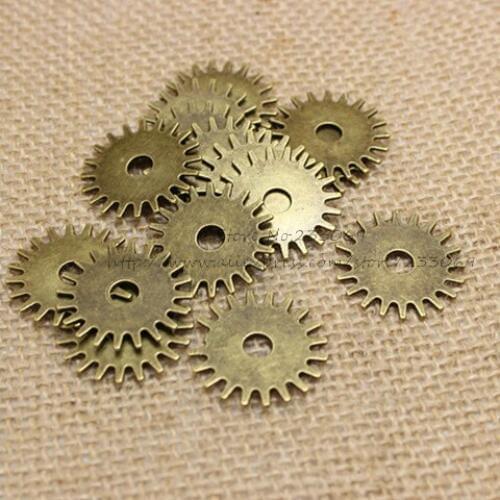 40 pieces/lot) 25mm Antique bronze Alloy Gear Charm Jewelry Gear Jewelry Findings T0201