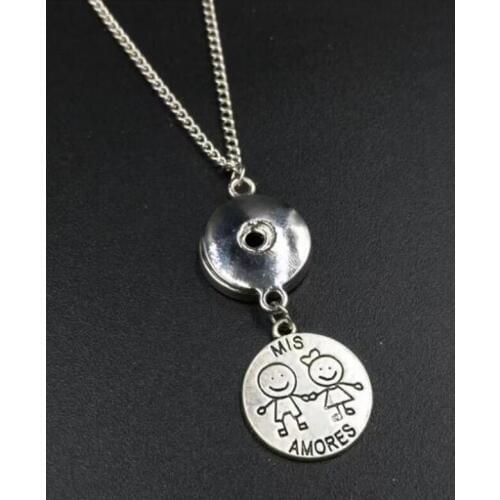 5PCS/Lot Girl & boy best friend 18mm Snap Button Pendant Necklace Statement Jewelry Fast shipping