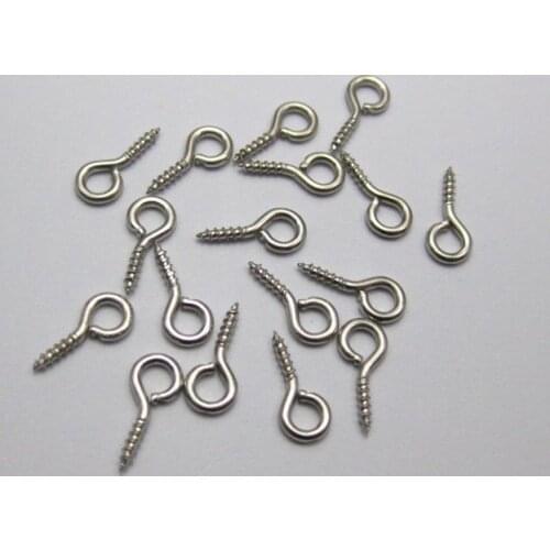 500 Dull Silver-plate Tone Screw Eye Bails Top Drilled Finding 8X4mm