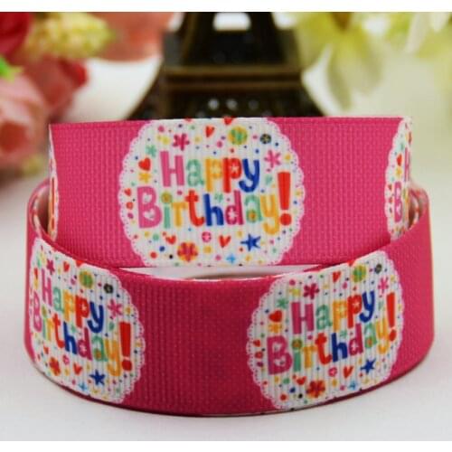 7/8'' 22mm,1" 25mm,1-1/2" 38mm,3" 75mm Happy Birthday Cartoon Printed grosgrain ribbon party decoration 10 Yards X-00993