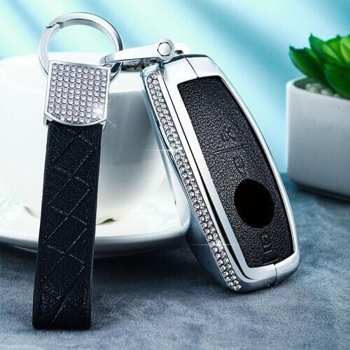 Diamond+Leather Car Key Fob Cover Case Shell Protective For Mercedes Benz 2017 E Class W213 2018 S Class Accessories Car Styling