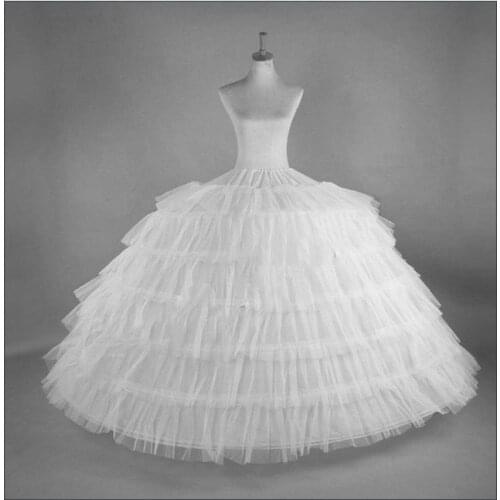 White Ball Gown 6 Hoops Skirts Petticoat Bridal Wedding Dress Princess Crinoline Underskirt Tutu Girl Accessories in stock