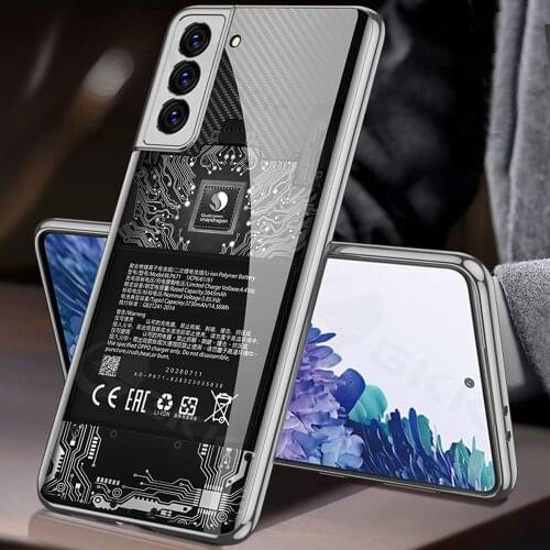 GKK Case For Samsung Galaxy S21 Ultra Tempered Glass Plating Cartoon pattern Cover For S21 Plus
