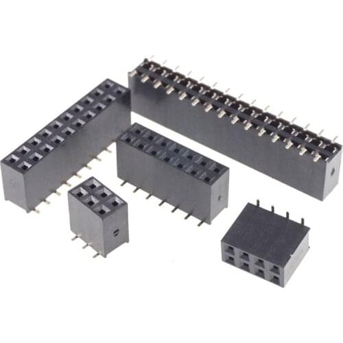 5pcs 2.54mm PCB Female Header Dual Row Pin Header SMD /SMT 2x2 4 Pin 6 8 10 12 14 16 18 20 24 26 30 40 50 60 80 Pin