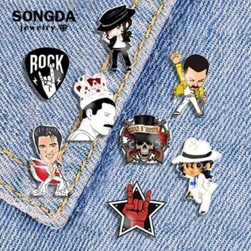 SONGDA ROCK Cute Character Enamel Pins Latin Jazz Dancing Badge Buttons Brooch Denim Shirt Lapel Pins Jewelry Friends Gift Kids