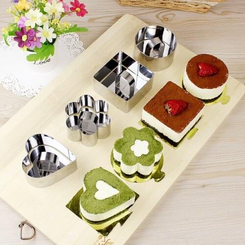 1 PC 5 Shapes Mousse Cake Mold Stainless Steel Square Round Heart Shape Cake Mousse Mould Retractable Mousse Ring Cake Mold