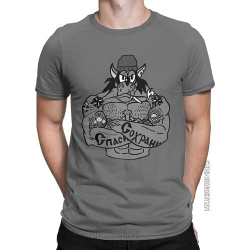 Russian Gangster Wolf Nu Pogodi Mens T Shirt Novelty Tees Classic Crew Neck T-Shirts 100% Cotton Gift Idea Clothing