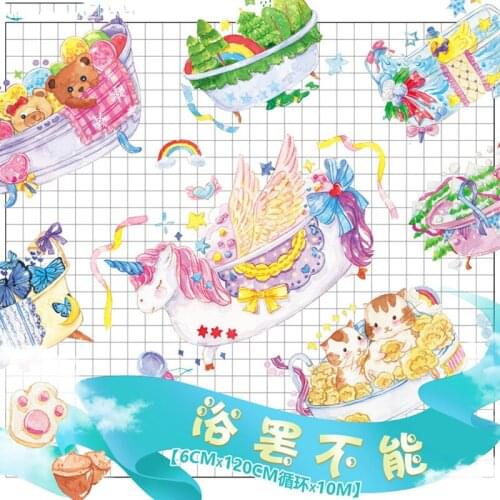 Happy Taking A Shower PET Washi Tapes Bullet Journal Masking Tape Adhesive Tape DIY Scrapbooking Decoration Washi Stickers