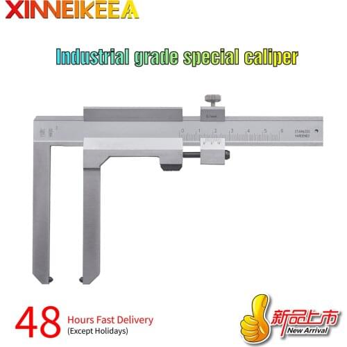 Inlaid Hard Alloy Vernier Caliper Upper Paw Lengthened Brake Pad Caliper Center Distance Vernier Measuring Tool 150 200 300mm