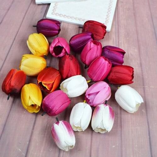 5Pcs Artificial Tulips Flowers Head For Wedding Home Decoration DIY Wreath Scrapbook Handmade Accessories Fake Flower S/M/L