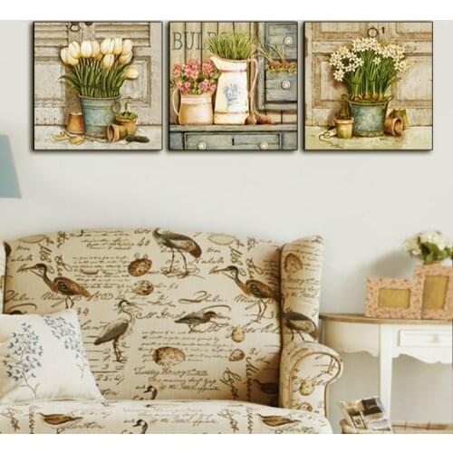 New American Country Oil Painting Flowers Tulips Frameless Decorative Painting Living Room Dining Room Bedroom Canvas Painting