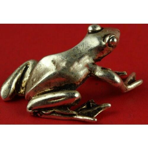 Chinese decorate Tibet Buddhism Miao Silver frog Statue