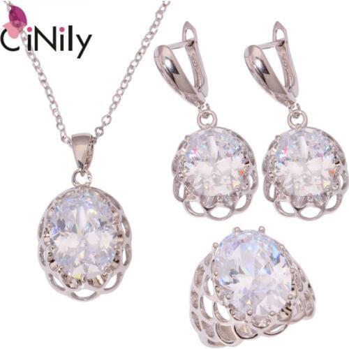 Blue Zircon Kunzite White Zircon Silver Plated Wholesale for Women Jewelry Necklace Pendant Earrings Ring Jewelry Set NT215-17