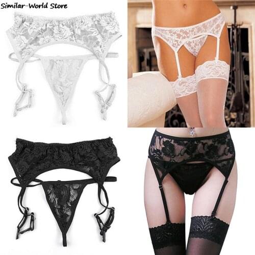 Lace Tighs High Stockings Erotic Lingerie Garter Pantyhose Sexy Stocking Set Women Hot Sheer Garter Belt Stockings 2 Colours