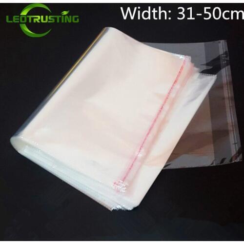 Leotrusting 100pcs 31-50cm Width Large Clear OPP Adhesive Bag Transparent Poly Resealable Packaging Bag Self Plastic Gift Pouch