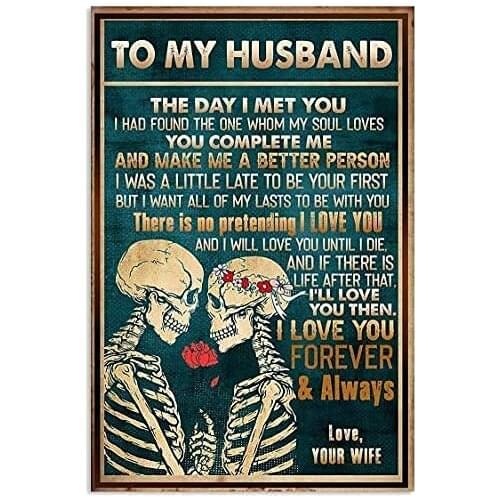 To My Husband Make Me a Better Person from Wife Wolf Tin Sign Metal Plate Decorative Sign Home Decor Plaques Sign Subway