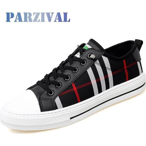 PARZIVAL Men Fashion Sneakers Fashion Mens Breathable Skateboard Shoes High Quality Trainers Shoes Casual Genuine Leather Shoes