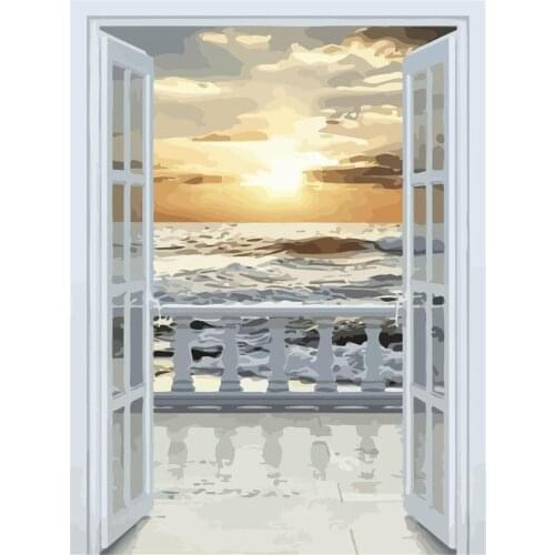 Landscape Door Scenery Printed 11CT Cross-Stitch Set Embroidery DMC Threads Handmade Needlework Knitting Hobby Needle Counted