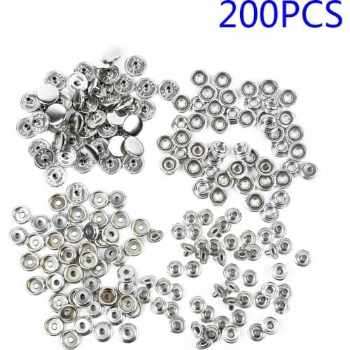 200Piece Stainless Steel Snap Fastener Kit Press Stud Button For Marine Boat Canvas Leather Craft Repair Fastener Accessories
