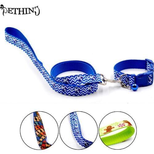 New High Quality Nylon Dog Pet Puppy Collar +Leash With Bell Rich And Colorful Pet Lead Dog Collar For Small Dog Adjustable