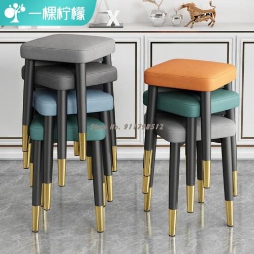 Nordic light luxury backrest dining chair household stackable dining table chair modern minimalist net red iron makeup small sto