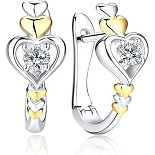 New 925 Sterling Silver Earrings Heart Shaped Separated Earrings For Woman Glamour Jewelry Gift