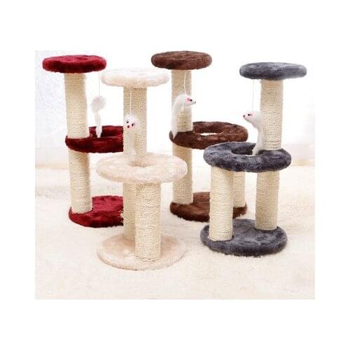 Cat Jumping Stand Sisal Cat Scratching Post Cat Villa Cat Cat Toys Three-post Three-Layer Disc Medium Cat Climbing Frame