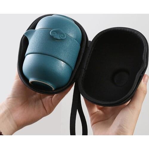 LIZAOTAO Portable Travel Tea Set Set Black Pottery Kuai Ke Cup One Pot Two Cup Creative Gift Ceramic Kung Fu Tea Set