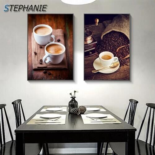 Nordic High Tea Cafe Mug Poster Print Modern Photo Decor for Restaurant Bakery Abstract Canvas Art Coffee Beans Wall Art Picture