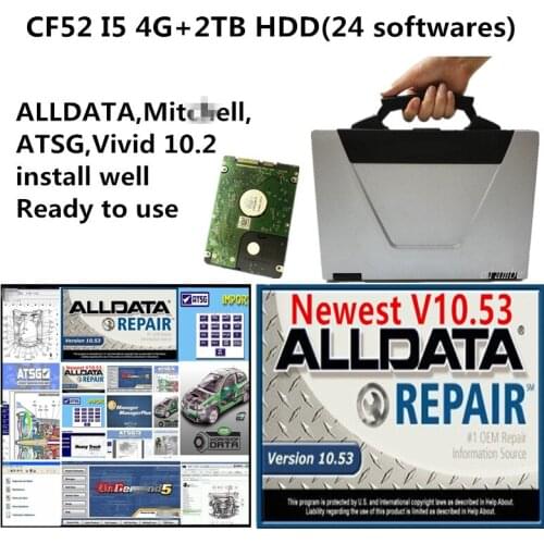 2021 Hot auto repair Alldata software v10.53 mitch..ll ATSG vivid software in 2TB hdd installed well in cf52 4GB alldata laptop