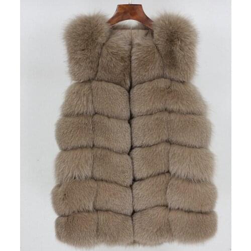 Luxury Natural Real Big Fluffy Fox Fur Vest 2020 Women Jacket Waistcoat Short Sleeveless Winter Thick Warm Coat Outerwear Black
