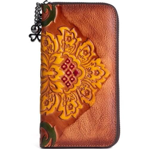 Luxury Women Leather Wallet 2021 Embossing Women Purse Classic Vintage Unique Bag Brown Green Black New Porte Feuille Femme Luxe