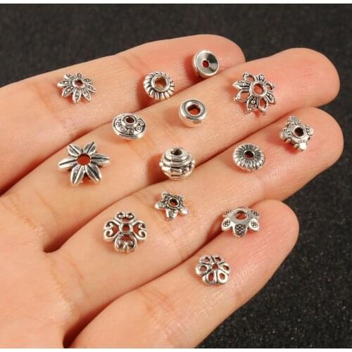Antique Tibetan Silver Color Metal Bead End Caps Rondelles Loose Spacer Beads for Jewelry Making DIY Charms Bracelet Accessories