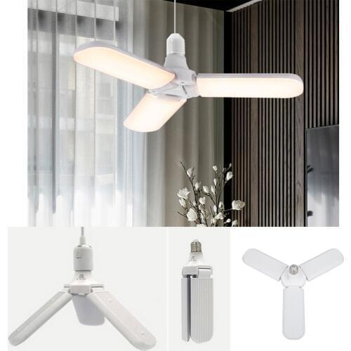 95-265V E27 LED Bulb Pendant Lights Wide Voltage Non-flicker Long Life Angle Adjustable Foldable Fan Leaf Lamp For Hous Lighting
