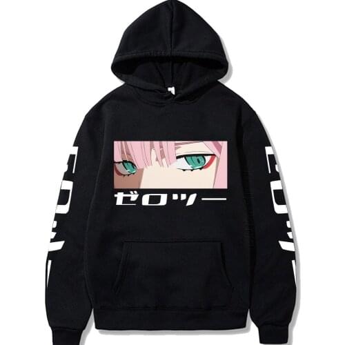 Zero Two Hoodie Darling In Franxx Printing Hoodies For Men/Women Black Japan Anime Tops Long Sleeve Streetwear Manga Print