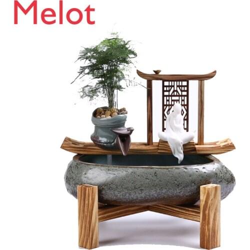 Creative Ceramic Water Fountain Decoration Lucky Feng Shui Loop Desktop Entrance Office Decoration